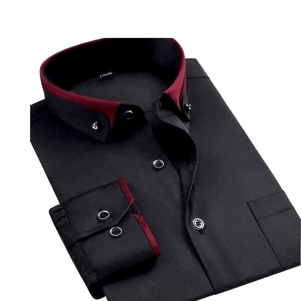 Men's Long-Sleeve Dress Shirt Cotton Blend Stretch Fabric Turned-Down Collar Gentleform