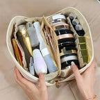 GlamourBox Large Capacity Waterproof PU Leather Cosmetic Bag with Handle