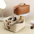 GlamourBox Large Capacity Waterproof PU Leather Cosmetic Bag with Handle