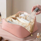 GlamourBox Large Capacity Waterproof PU Leather Cosmetic Bag with Handle