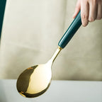 Gold Stainless Steel Kitchen Utensil Set 6-Piece with Stand Rust-Resistant Ergonomic Handles