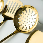 Gold Stainless Steel Kitchen Utensil Set 6-Piece with Stand Rust-Resistant Ergonomic Handles
