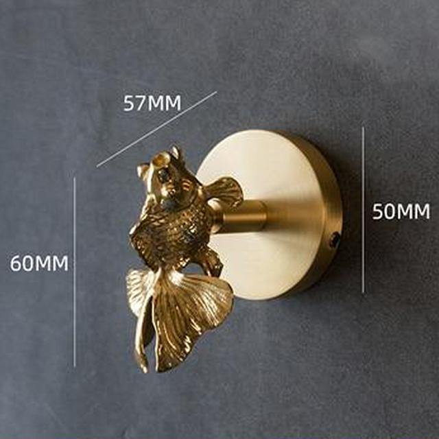 Golden Brass Wall Hooks Handmade Animal Head Design Decorative Coat Hooks for Home