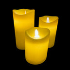 LED Rustic LED Candle Set 3 Pieces 10/12.5/15 cm with 3D Flame Remote Timer Various Colors