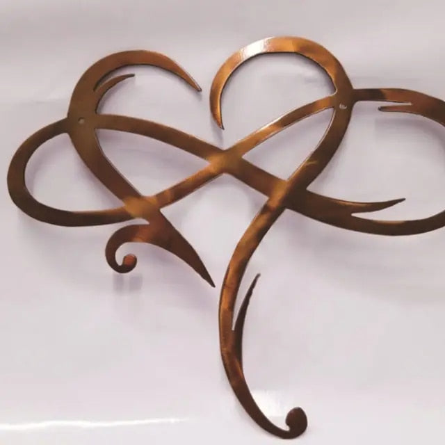 Infinity Heart Wall Decor Iron Sculpture Symbol of Eternal Love Handmade Metal Wall Art