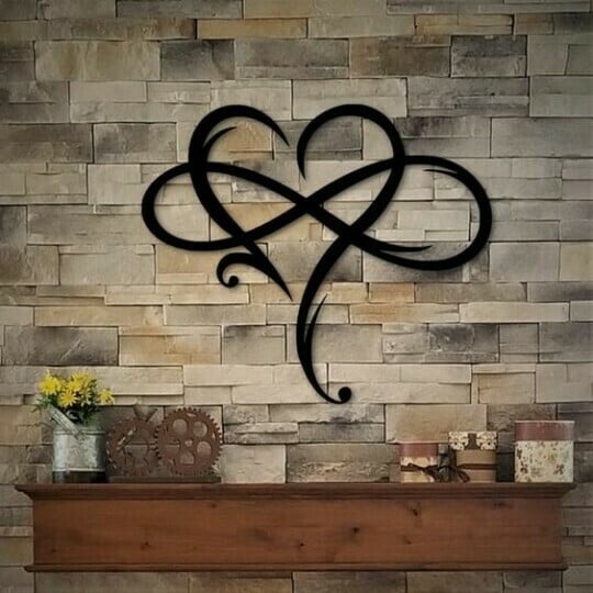 Infinity Heart Wall Decor Iron Sculpture Symbol of Eternal Love Handmade Metal Wall Art
