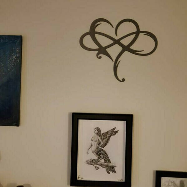 Infinity Heart Wall Decor Iron Sculpture Symbol of Eternal Love Handmade Metal Wall Art