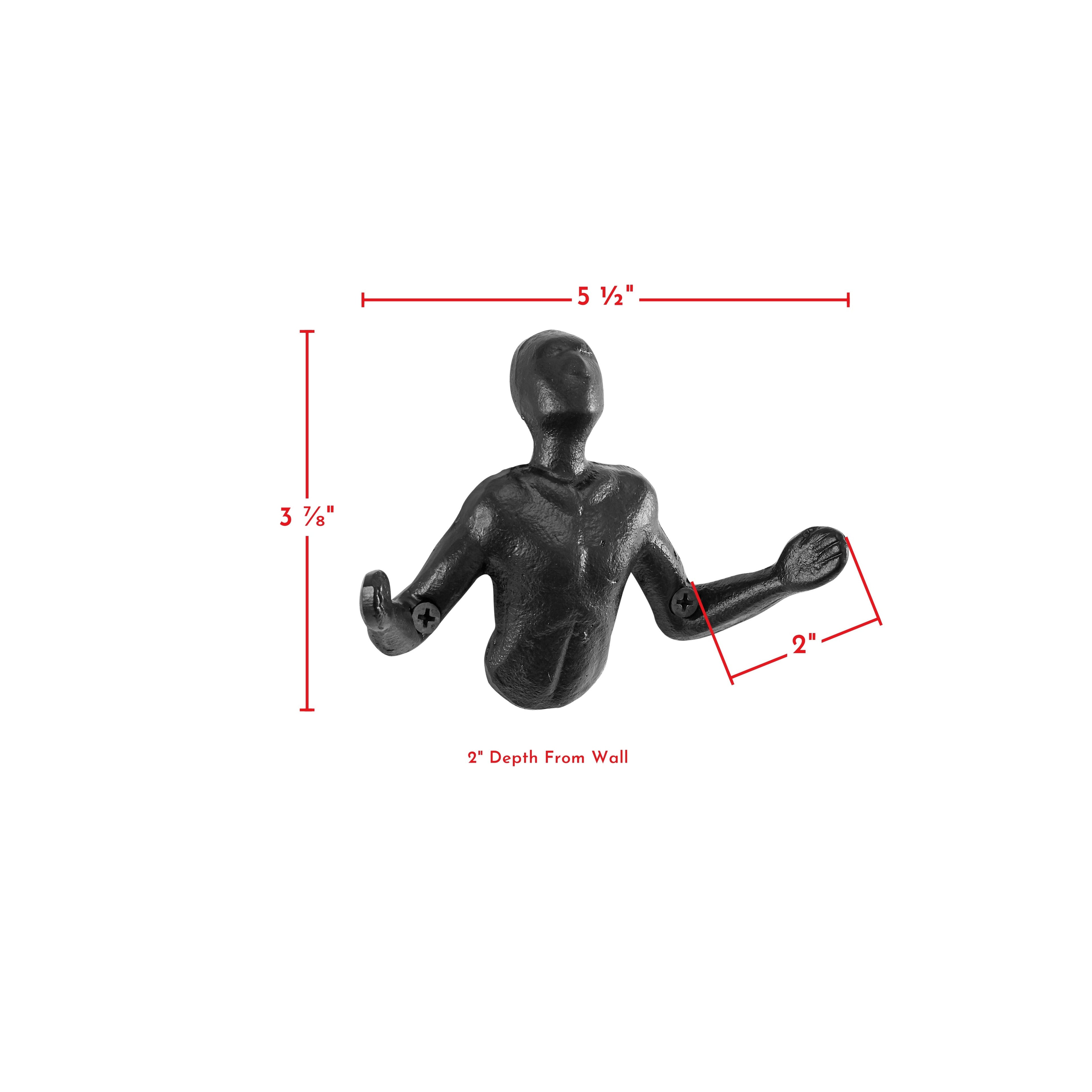Harrow Cast Iron Wall Hooks Set of 2 Black Decorative Palms Up Coat Towel Hangers