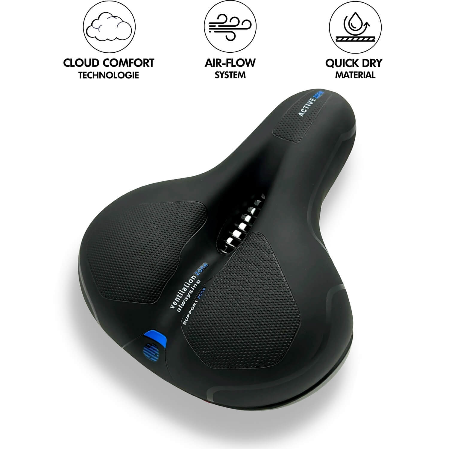 BicycleComfort Pro Ergonomic Bicycle Saddle Pain-Free Orthopedic Seat with Reflective Strip and Water-Resistant Synthetic Leather