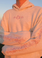 Floral Embroidered Fleece Hoodie Soft Cozy Warm Casual Pullover Sweatshirt