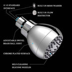 High Pressure Showerhead 3 Inch Anti-Clog Anti-Leak Brass Adjustable Swivel Ball Joint Chrome