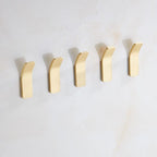 Harrow Brass Wall Hooks Set of 5 Gold Finish Coat Hooks for Hallway Bedroom Bathroom
