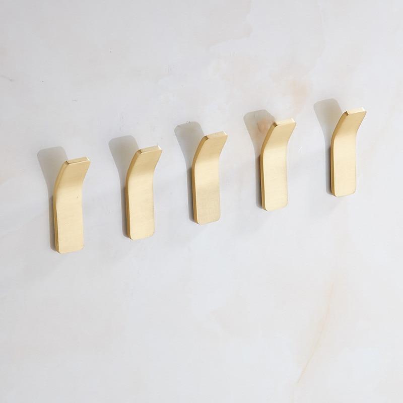 Harrow Brass Wall Hooks Set of 5 Gold Finish Coat Hooks for Hallway Bedroom Bathroom