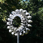 Harrow Metal Garden Windmill Spinner with Rotating Blades and LED Lights, Weather-Resistant Outdoor Decor, Silver 31.5cm