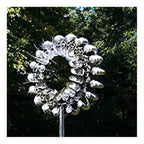 Harrow Metal Garden Windmill Spinner with Rotating Blades and LED Lights, Weather-Resistant Outdoor Decor, Silver 31.5cm