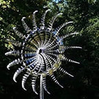 Harrow Metal Garden Windmill Spinner with Rotating Blades and LED Lights, Weather-Resistant Outdoor Decor, Silver 31.5cm