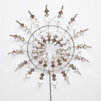 Harrow Metal Garden Windmill Spinner with Rotating Blades and LED Lights, Weather-Resistant Outdoor Decor, Silver 31.5cm