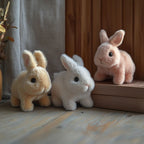 Animated Plush Bunny Toy for Kids Interactive Hopping Rabbit with Nose Twitching and Sounds 15cm Soft Fabric