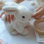 Animated Plush Bunny Toy for Kids Interactive Hopping Rabbit with Nose Twitching and Sounds 15cm Soft Fabric