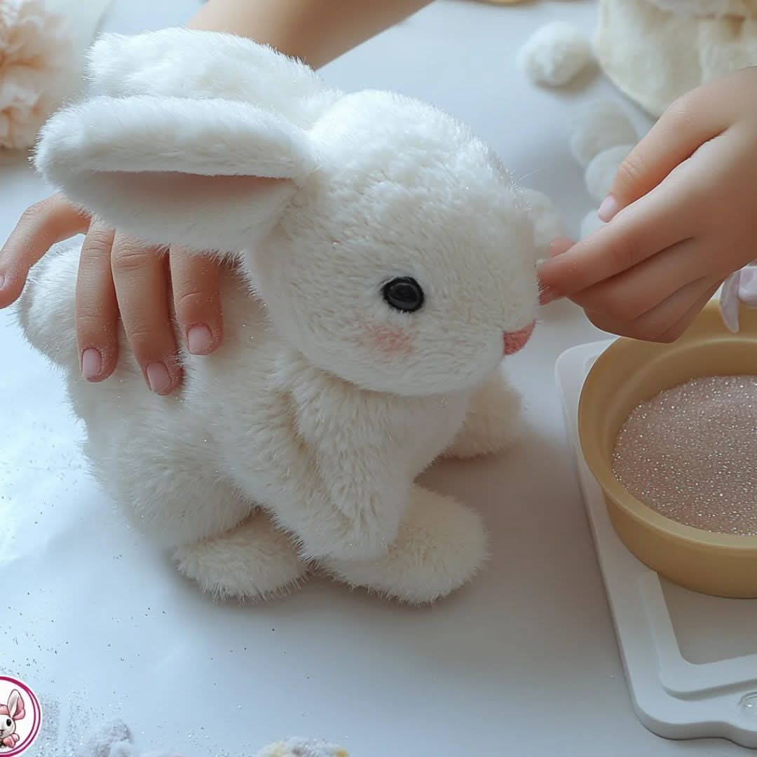 Animated Plush Bunny Toy for Kids Interactive Hopping Rabbit with Nose Twitching and Sounds 15cm Soft Fabric