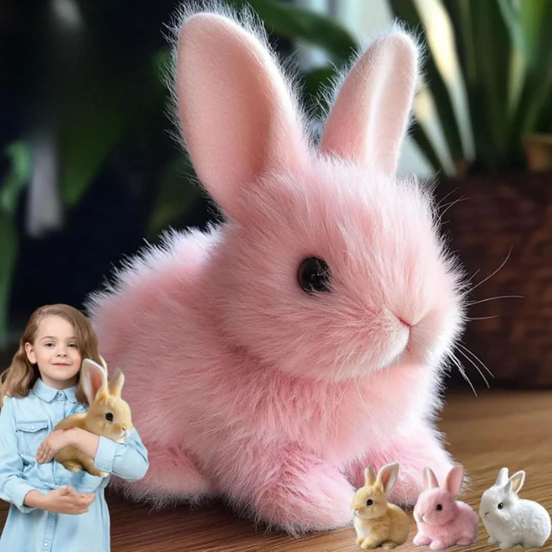 Animated Plush Bunny Toy for Kids Interactive Hopping Rabbit with Nose Twitching and Sounds 15cm Soft Fabric