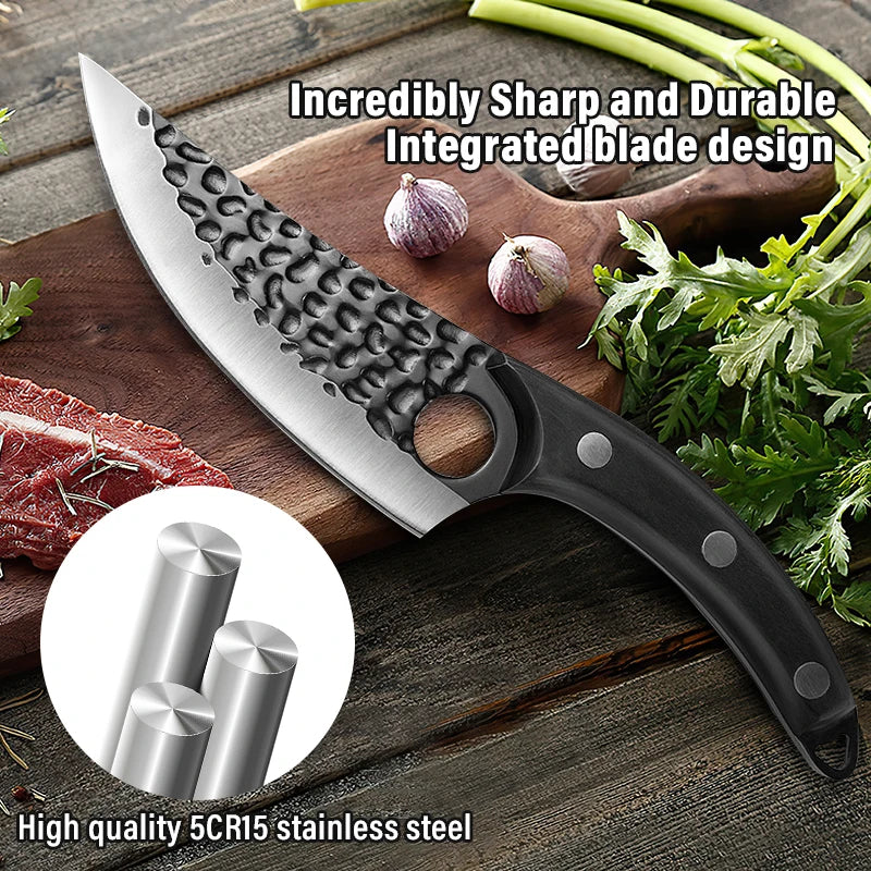 Huusk Japanese Handmade Kitchen Knife 5Cr15mov Stainless Steel Rosewood Handle 25cm