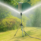 High Pressure Rotating Tripod Sprinkler with Adjustable Height and 360° Coverage, Includes 4 Hose Attachments