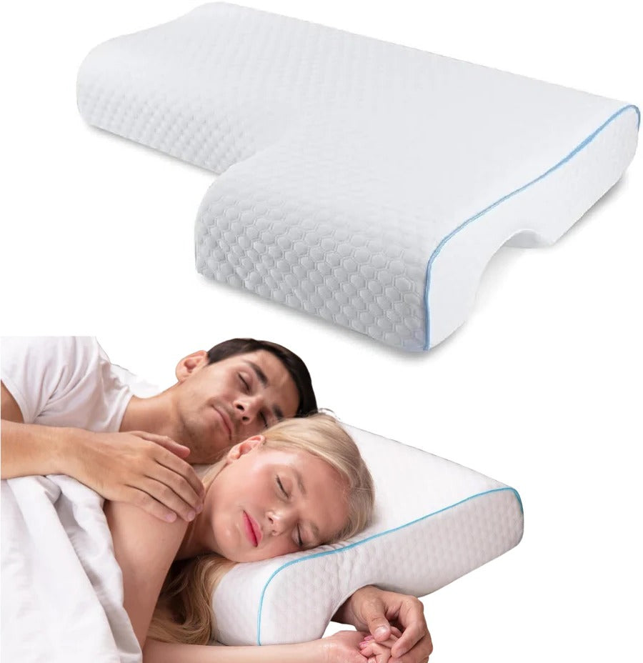 Orthopedic Couple Pillow Memory Foam Side Sleeping Arm Tunnel Cuddle Design Ergonomic Support