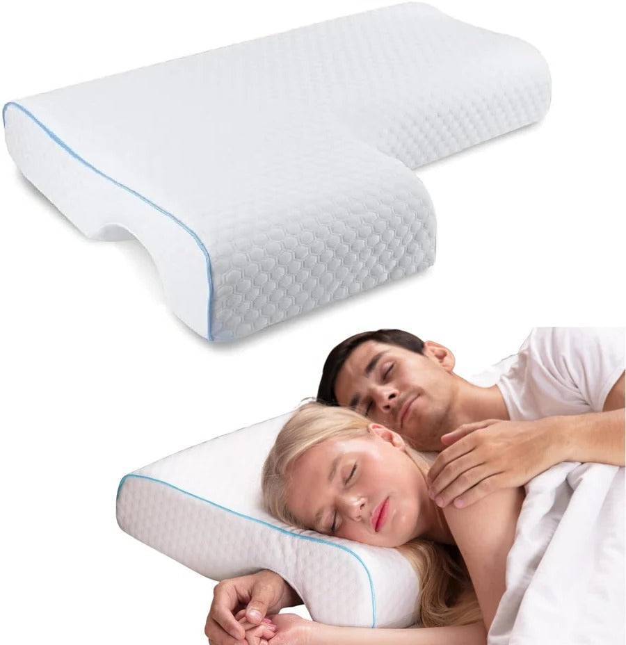 Orthopedic Couple Pillow Memory Foam Side Sleeping Arm Tunnel Cuddle Design Ergonomic Support