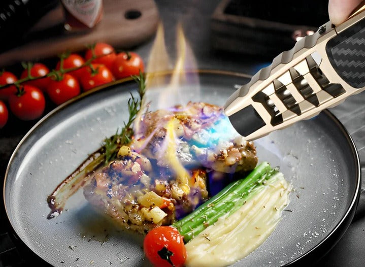 Adjustable Blue Flame Torch Lighter Refillable Butane Windproof for Kitchen Outdoor Use