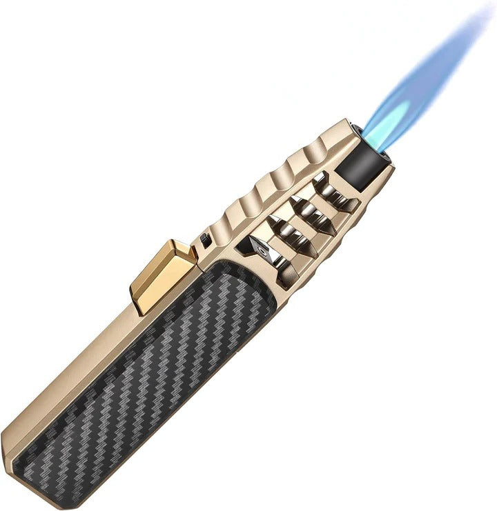 Adjustable Blue Flame Torch Lighter Refillable Butane Windproof for Kitchen Outdoor Use