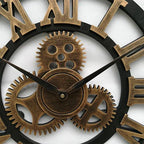 Harrow Industrial Style Wall Clock Vintage Design Exposed Gears Large Dial