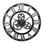 Harrow Industrial Style Wall Clock Vintage Design Exposed Gears Large Dial