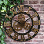 Harrow Industrial Style Wall Clock Vintage Design Exposed Gears Large Dial