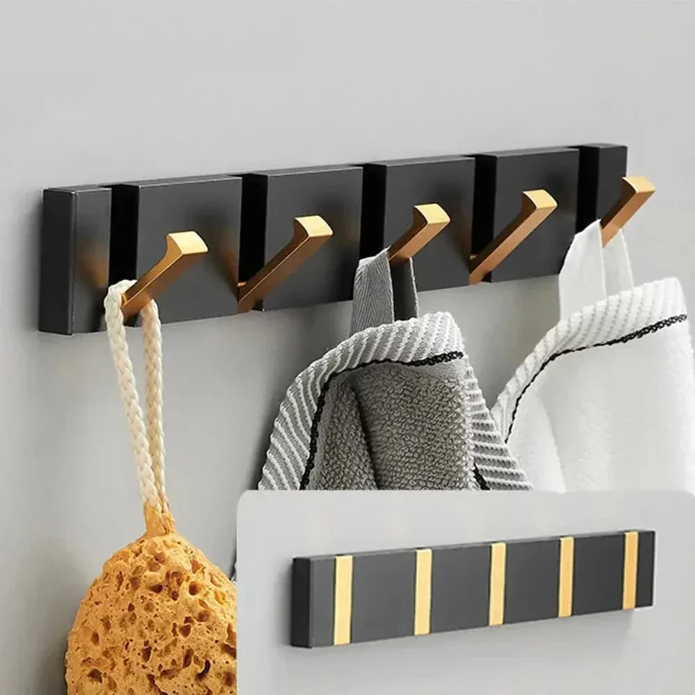 Stainless Steel Foldable Wall Hooks Space-Saving Collapsible Hook Strip for Bathroom and Living Spaces