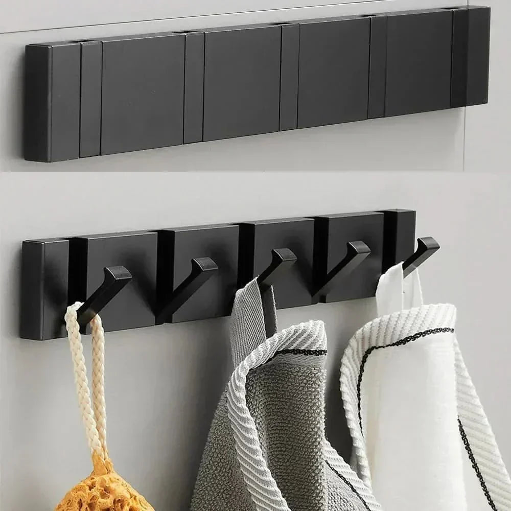 Stainless Steel Foldable Wall Hooks Space-Saving Collapsible Hook Strip for Bathroom and Living Spaces