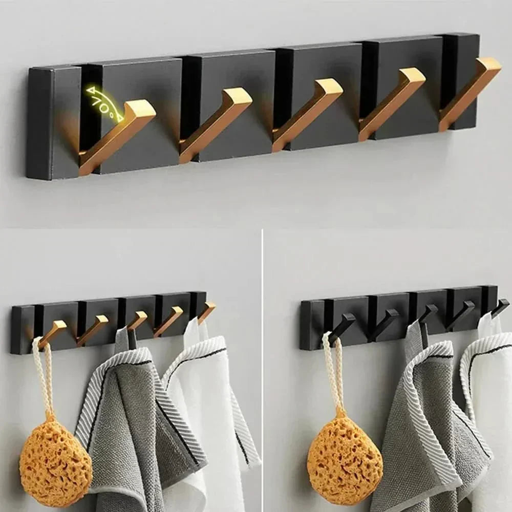 Stainless Steel Foldable Wall Hooks Space-Saving Collapsible Hook Strip for Bathroom and Living Spaces