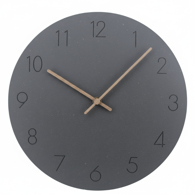 Silent Nordic Wall Clock 35cm Minimalist Design Non-Ticking Walnut Hands MDF Board