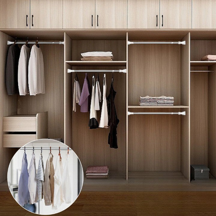 Adjustable Telescopic Clothes Hanger Rod Space Saver Metal Closet Organizer 50-80cm