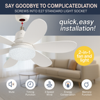 Flower Pattern Energy Saving Ceiling Fan Lamp with Remote Control LED Light Modern 6-Blade Quiet Operation