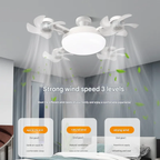 Multi Cooler Fast Ceiling Fan Light with Foldable Blades and Remote Control LED Lighting