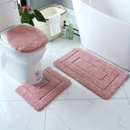SoftStep Luxe Bath Mat Set 2-Piece Microfiber Non-Slip Quick-Drying Washable Bathroom Rugs