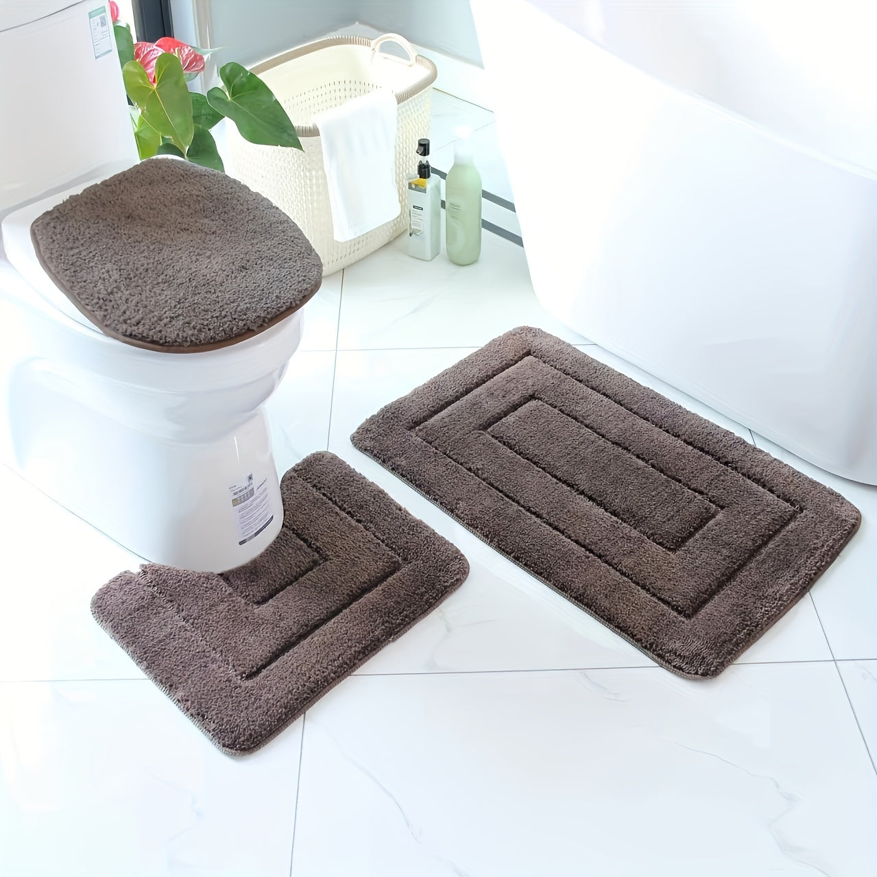 SoftStep Luxe Bath Mat Set 2-Piece Microfiber Non-Slip Quick-Drying Washable Bathroom Rugs
