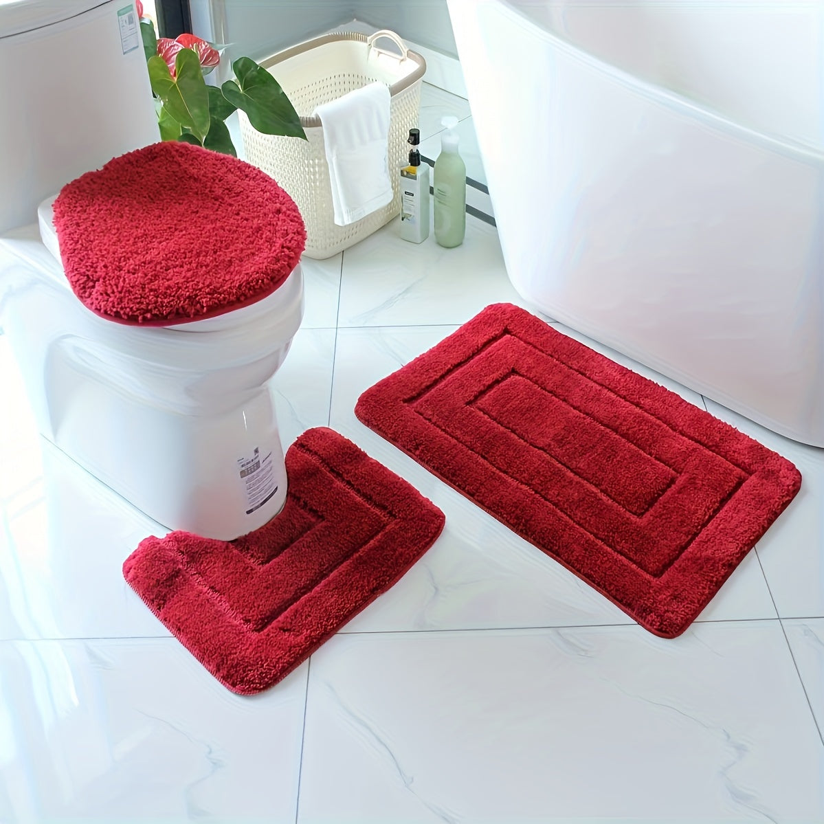 SoftStep Luxe Bath Mat Set 2-Piece Microfiber Non-Slip Quick-Drying Washable Bathroom Rugs