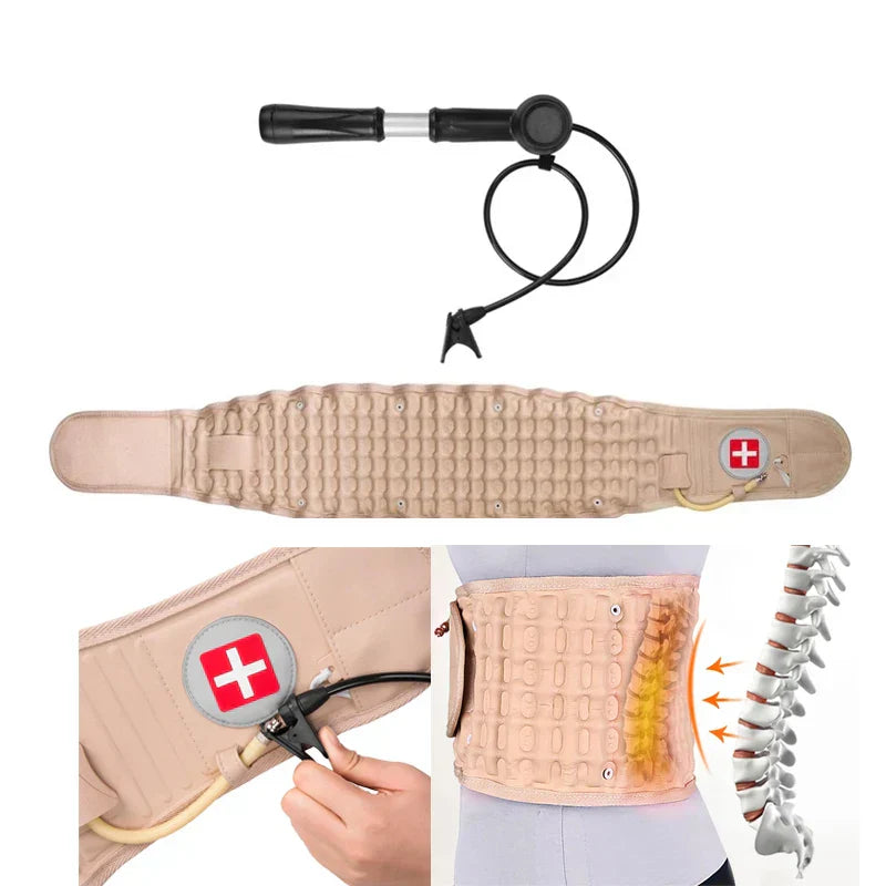 Chiropractic Decompression Belt with Adjustable Air Traction Waist Brace for Back Pain Relief and Support