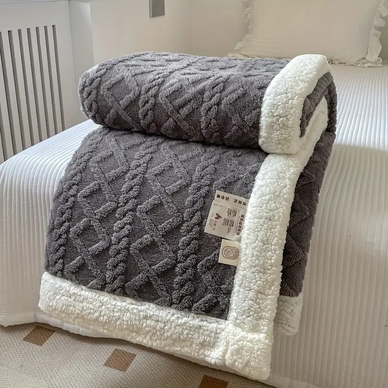 Reversible Sherpa Fleece Blanket 50x60 Soft Lightweight Cozy Machine Washable