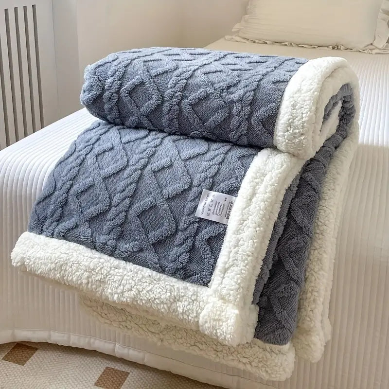 Reversible Sherpa Fleece Blanket 50x60 Soft Lightweight Cozy Machine Washable