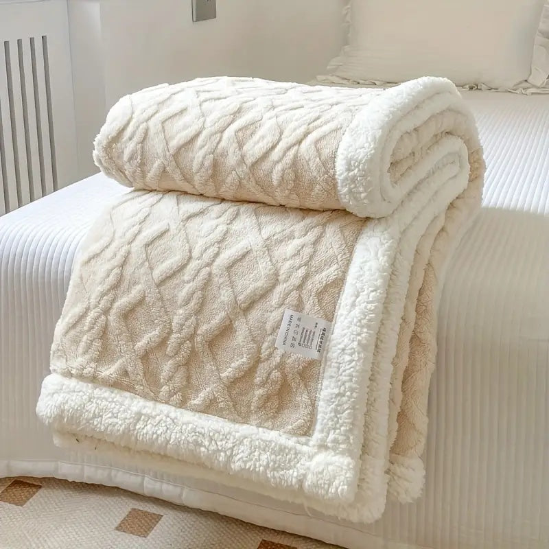 Reversible Sherpa Fleece Blanket 50x60 Soft Lightweight Cozy Machine Washable