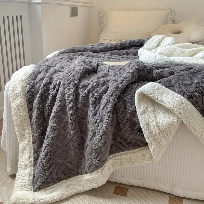 Reversible Sherpa Fleece Blanket 50x60 Soft Lightweight Cozy Machine Washable