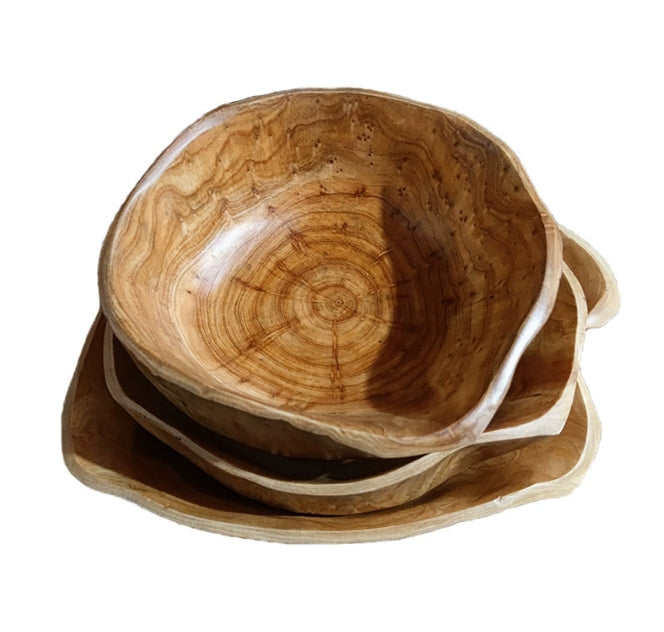 Harrow Teak Root Wood Serving Bowl 30cm Handcrafted Decorative Fruit Bowl